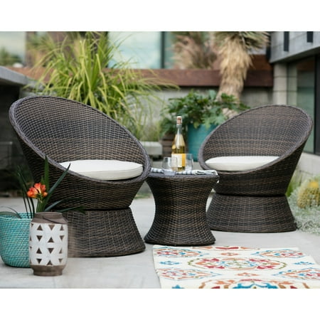 coral coast laynee all weather wicker 3 piece patio swivel chairs
