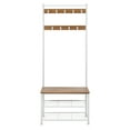 Honey Can Do Entryway Hall Tree with Bench and Shoe Storage, White