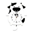 thumbnail image 1 of EeaseMX Reloj de pared silencioso con forma de vaca de dibujos animados para habitación infantil, reloj colgante para dormitorio, sala de estar, decoración de bar sin batería (blanco y negro)., 1 of 8