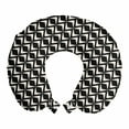 thumbnail image 1 of Abstract Travel Pillow Neck Rest, Art Deco Style Image Ornamented with Diamond Shapes and Zigzag Stripes, Memory Foam Traveling Accessory Airplane and Car, 12", Ivory Charcoal Grey, by Ambesonne, 1 of 2