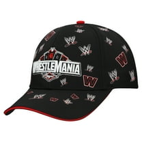 Men's Black WrestleMania All-Over Logo's Adjustable Baseball Hat