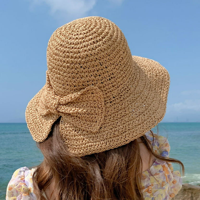 Summer Hat Sun Protection Wide Brim Travel Hat Beach Cap Straw Hat
