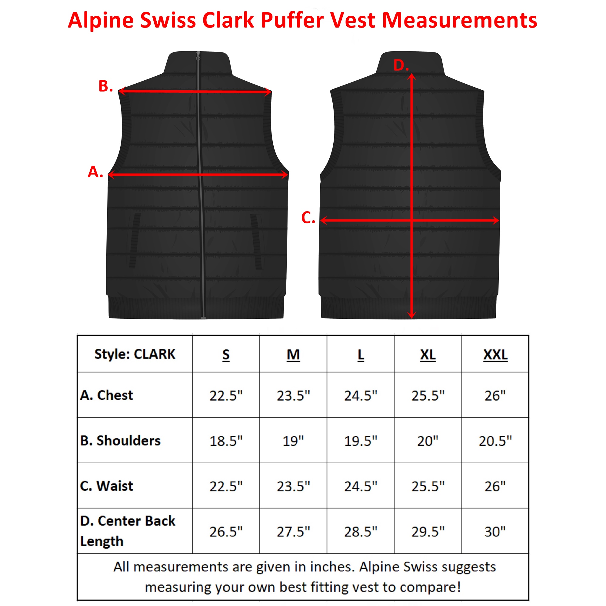 Alpine Swiss Mens Down Alternative Vest Jacket Lightweight Packable Puffer Vest - image 6 of 7