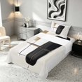 thumbnail image 3 of Manfei Mid Century Ombre Twin Sheets, Black Gold White Oil Painting Bedding, Black Reversible 3pcs1 Flat Sheet + 1 Fitted Sheet + 1 Pillowcase, 3 of 6