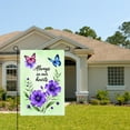 thumbnail image 2 of JOOCAR Linen Garden Flag with Butterflies and Flowers - Always in Our Hearts - for Spring Summer Home Outdoor Garden Yard Door Decor 12x18 inch, 2 of 5