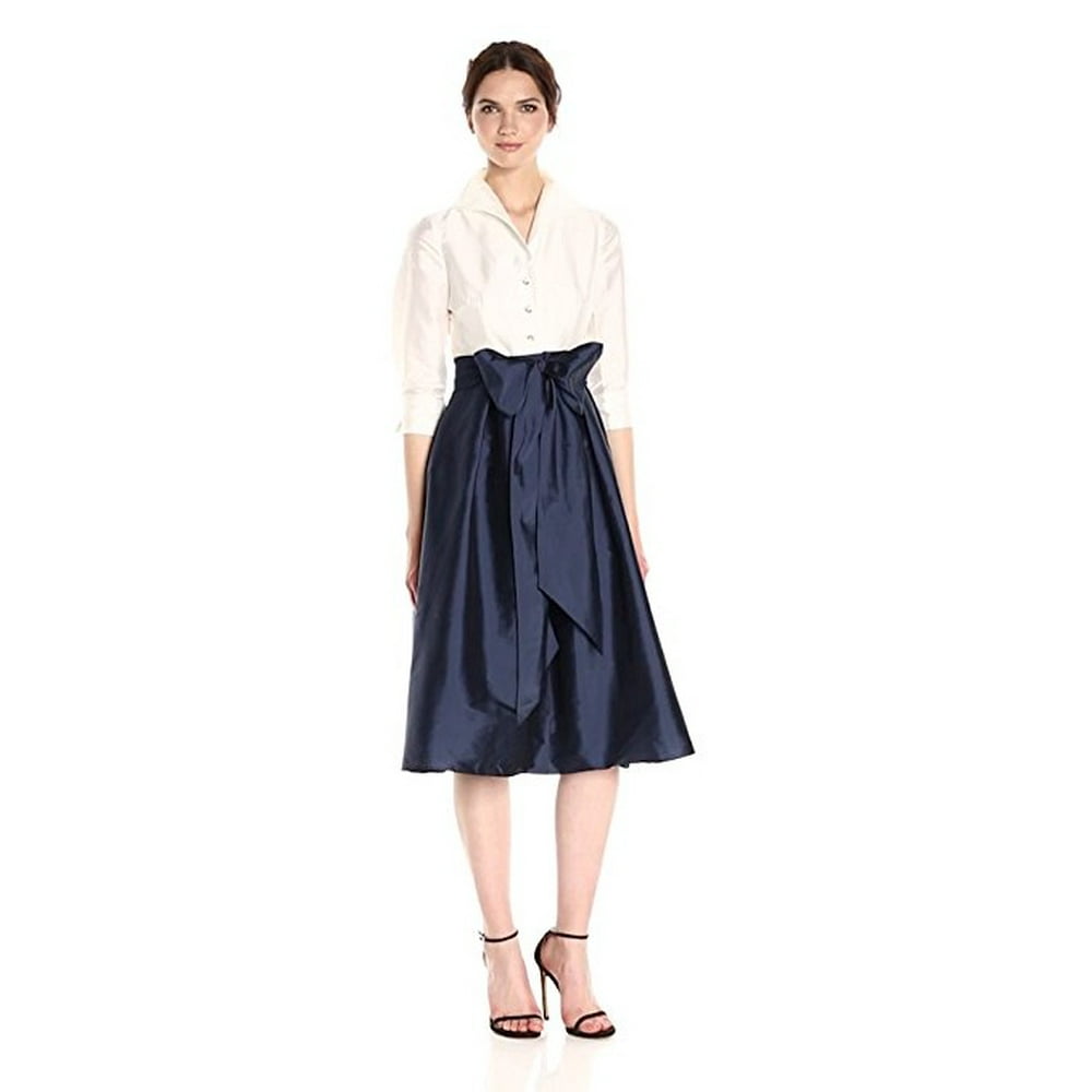 adrianna papell crepe taffeta bow gown