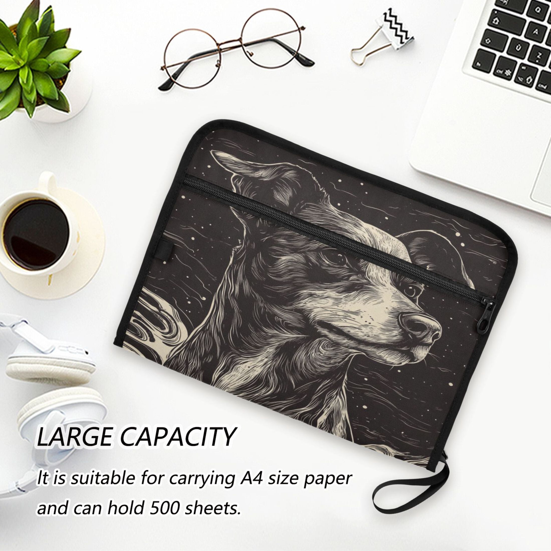 WOBOGO Starlight Dog Pattern Expanding File Folder Letter Size Accordion Filing Organizer 13 Pocket Separate Organ Pocket