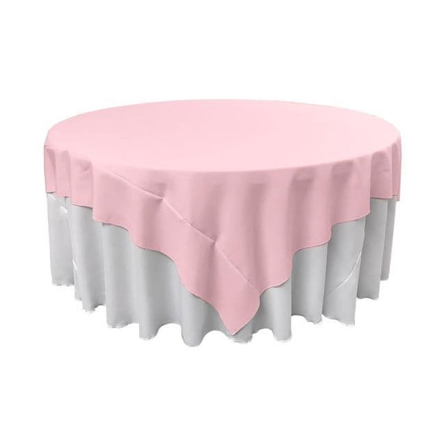LA Linen TCpop90x90-PinkLgtP37 Polyester Poplin Square Tablecloth, Light Pink - 90 x 90 in.