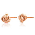 thumbnail image 3 of 14K Solid Rose Pink Gold Twisted Love Knot Symbol Stud Earrings, 3 of 9