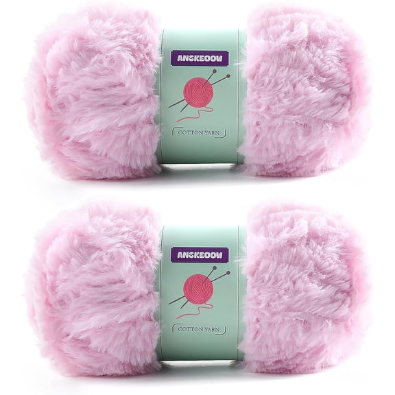 Minzimin 2 Skeins Faux Fur Yarn Soft Fluffy for Crocheting - Chunky Fuzzy Yarn for Crochet Amigurumi, Hat, Shawls, Total Length (71x2) Yards