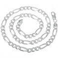 thumbnail image 4 of Men's 7mm .925 Sterling Silver Diamond-Cut Flat Figaro Choker Chain Necklace, 20 inches, 4 of 8