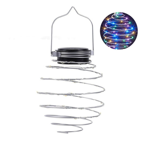 Solar Spiral LED Light Outdoor Hanging Lantern Waterproof Spring-Shaped LED Decorative Lights for Garden, Trees, Pathway