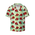 thumbnail image 3 of Goofa Red Ladybugs And Leaf Printed Men's Casual Short-sleeved Shirt,Lightweight Breathable Button-down,Summer Casual men's top,Versatile Fashion shirt-4X-Large, 3 of 7