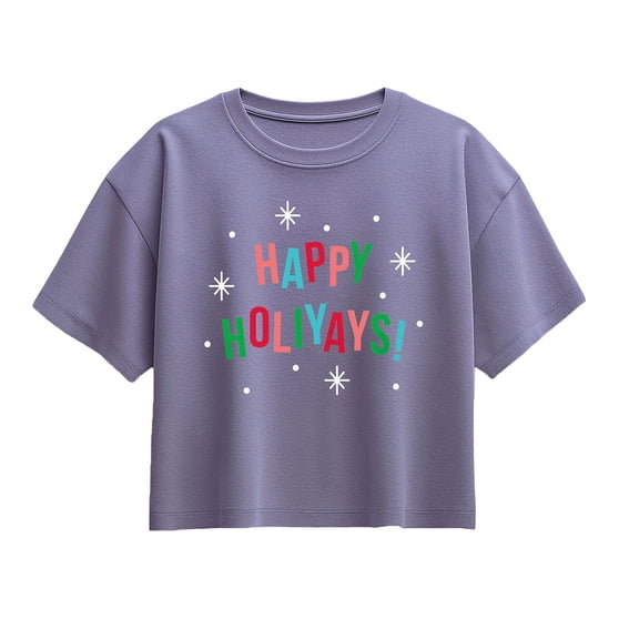 Instant Message - Happy Holiyays - Youth Girl Short Sleeve Boxy Tee