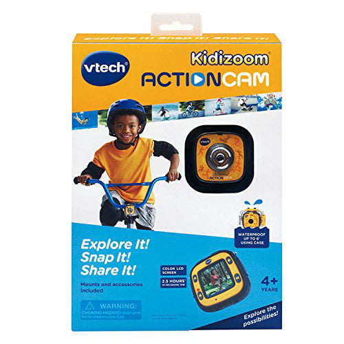 VTech Kidizoom Action Cam With Case Mounts and Accessories Yellow/black for sale online 