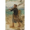 thumbnail image 2 of August Hagborg 13x18 Gold Ornate Wood Frame and Double Matted Museum Art Print Titled - A Fishergirl from the North of France. Study, 2 of 4