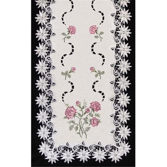 H0608-RS Pink Rose Lacey Edge Square Doily, 24 in.