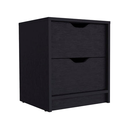 HomeRoots 19" Black Two Drawer Faux Wood Nightstand