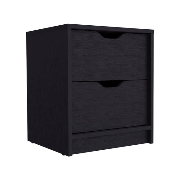 HomeRoots 19" Black Two Drawer Faux Wood Nightstand