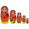 "7"" Set of 5 Pink Scarf and Yellow Dress Russian Wooden Nesting Dolls"