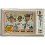 Athlon Sports CTBL-032510 1968 Topps Mickey Mantle, Willie Mays & Harmon Killebrew Card, No.490 - BVG Graded 5.5 Excellent Plan - Subgrades - Yankees - Giants - Twins