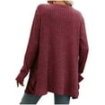 thumbnail image 4 of Scyoekwg Women Lightweight Fall Cardigan Solid Color Open Front Brushed Stripe Cardigan Coat Loose Long Sleeve Fall Coats Casual Trendy Cardigan(Wine,L), 4 of 4