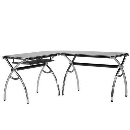 Urban Designs L Shaped Colored Tempered Glass Top Corner Desk With Urban Designs L Shaped Colored Tempered Glass Top Corner Desk With Pull Out Keyboard Tray