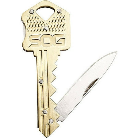 SOG Key Folding Knife KEY102-CP, 1.5" Blade, Brass Stainless Steel Handle