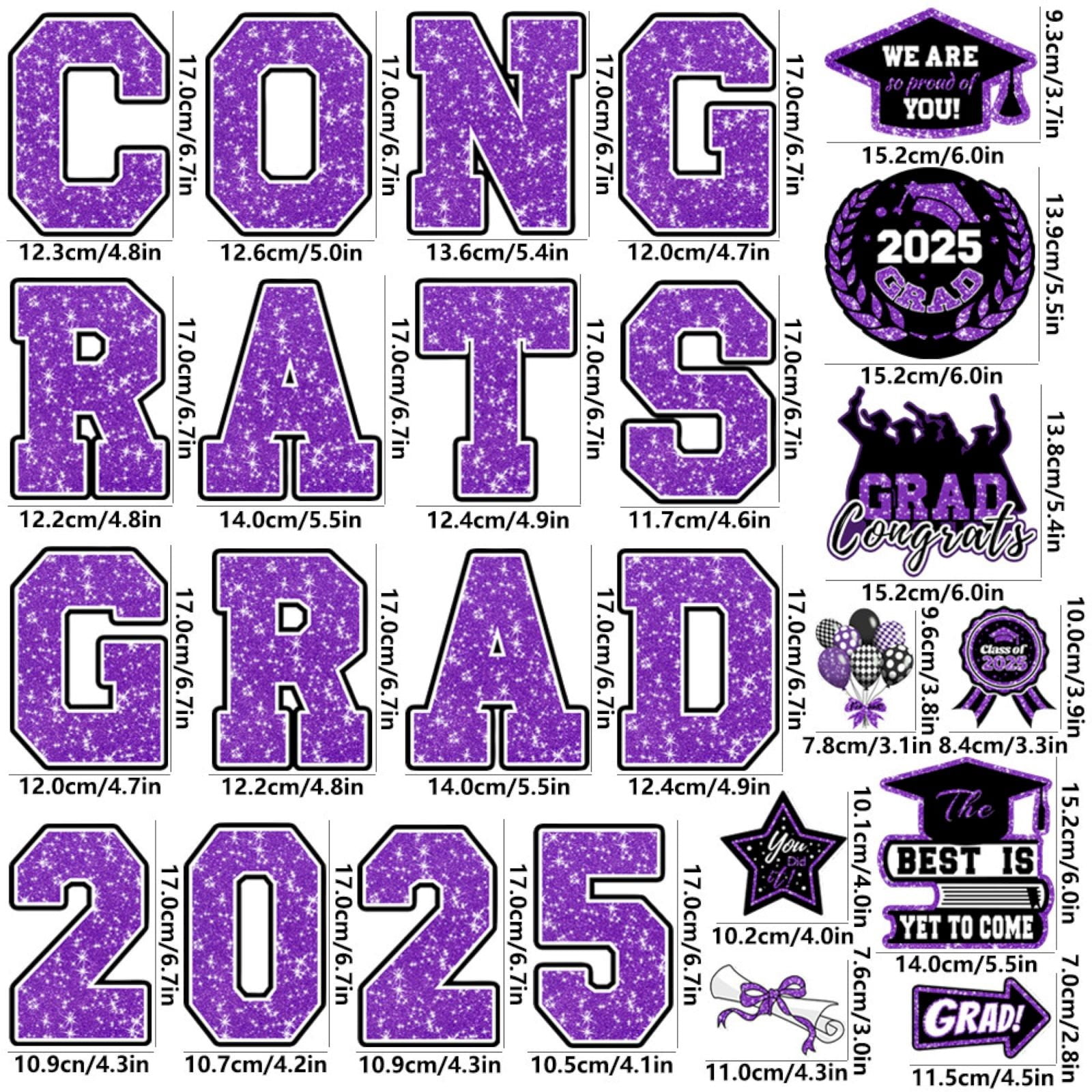 PPKVUFD 25Pcs 2025 Graduation Car Magnet Decoration, Class of 2025 Graduation Car Magnet Decal for Refrigerator Garage Door Parade Decor Graduation Party Supplies, Purple