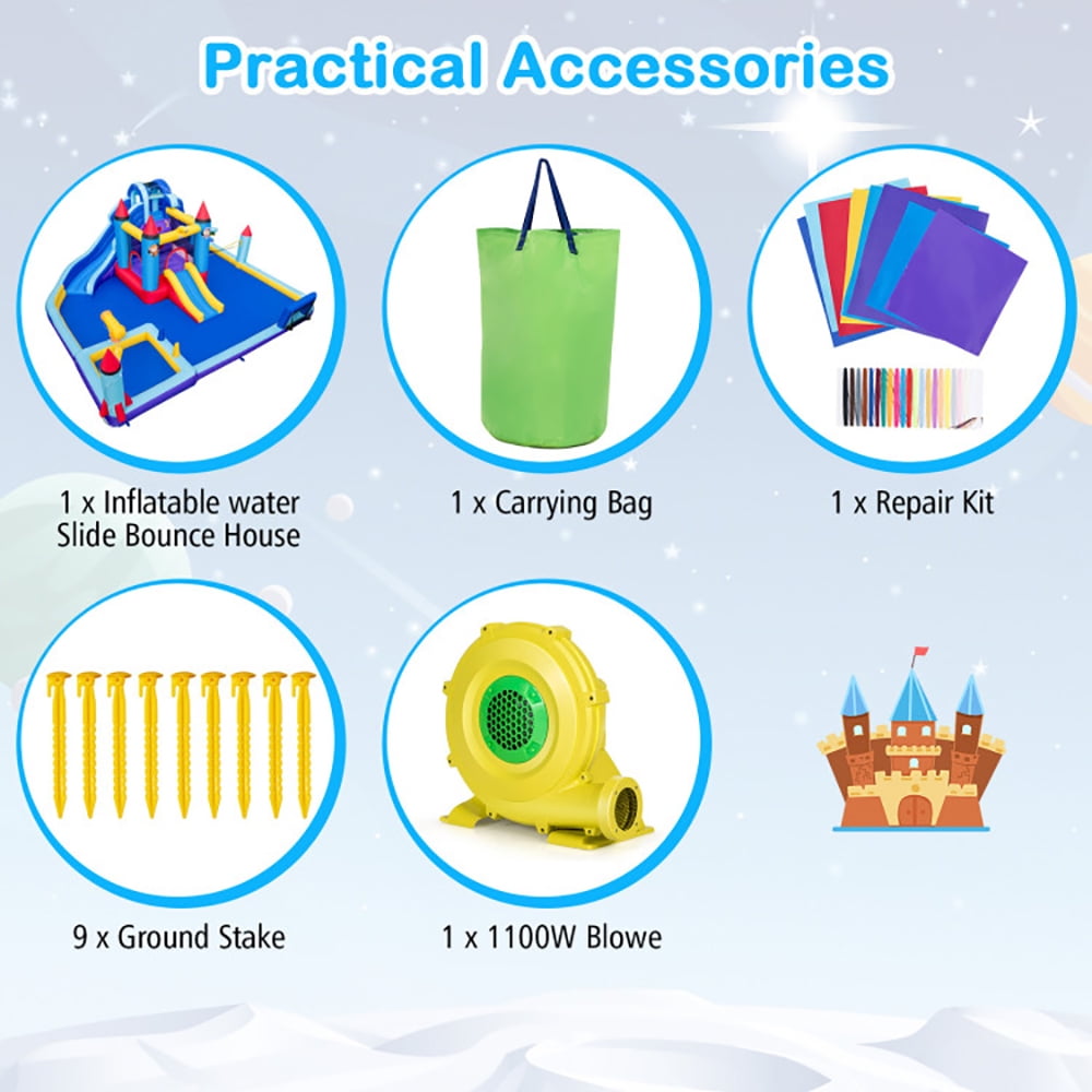 Aimee Lii Rocket Theme Inflatable Water Slide Park with 1100W Blower, Bounce House Water Slide for Kids 3-10 Aimee Lii Rocket Theme Inflatable Water Slide Park with 1100W Blower, Bounce House Water Slide for Kids 3-10
