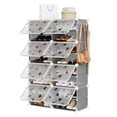 thumbnail image 1 of Expandable 8-Tier Shoe Rack Organizer with Door – Modular Shoe Storage Cabinet with PVC Shelves, Stackable, Dustproof, Space-Saving, Holds 32 Pairs, for Entryway, Hallway, Closet, Bedroom, Gray, 1 of 8