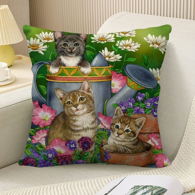 Funda de almohada de fibra de poliéster, fundas bajas para almohadas, decoraciones navideñas, lindos gatos, lindas mascotas, fundas de almohada de lino, decoraciones de Halloween, decoración de otoño,