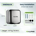 thumbnail image 3 of Alpine Automatic Hand Dryers for Bathrooms Commercial High Speed 110-120V Stainless Steel Electric Hand Dryer, Plug In & Hardwire Options (Chrome), 3 of 7