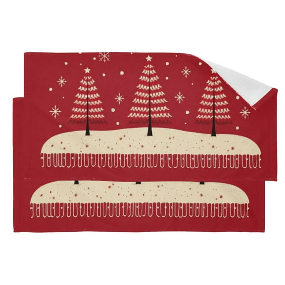 Red Christmas Trees Hand Towel Absorbent Bath Towels for Bathroom Sports Gym 28" x 14" Set of 2