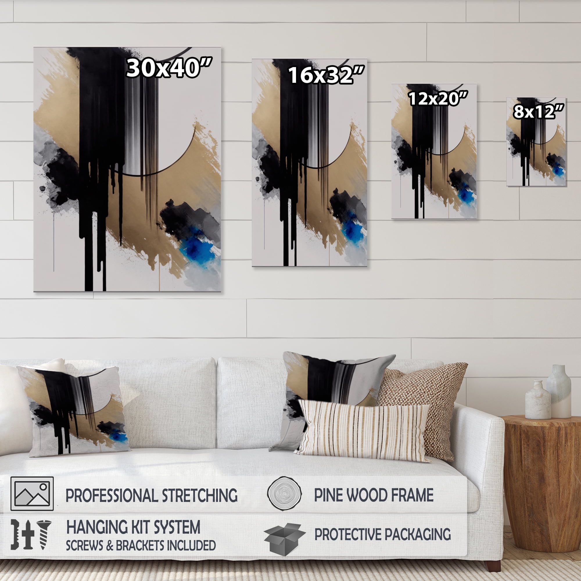 Designart Blue Minimalist Abstract I Canvas Wall Art