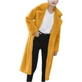 thumbnail image 2 of WCMZJ Women's Fuzzy Fleece Winter Jacket Faux Fur Lapel Coat Mid Length Sherpa Teddy Coat Warm Winter Trendy Clothes Yellow S, 2 of 6