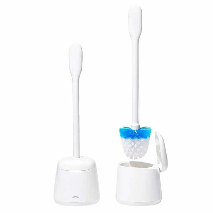 Oxo Good Grips Hideaway Compact Toilet Brush White & Good Grips Deep Clean Brush Set 