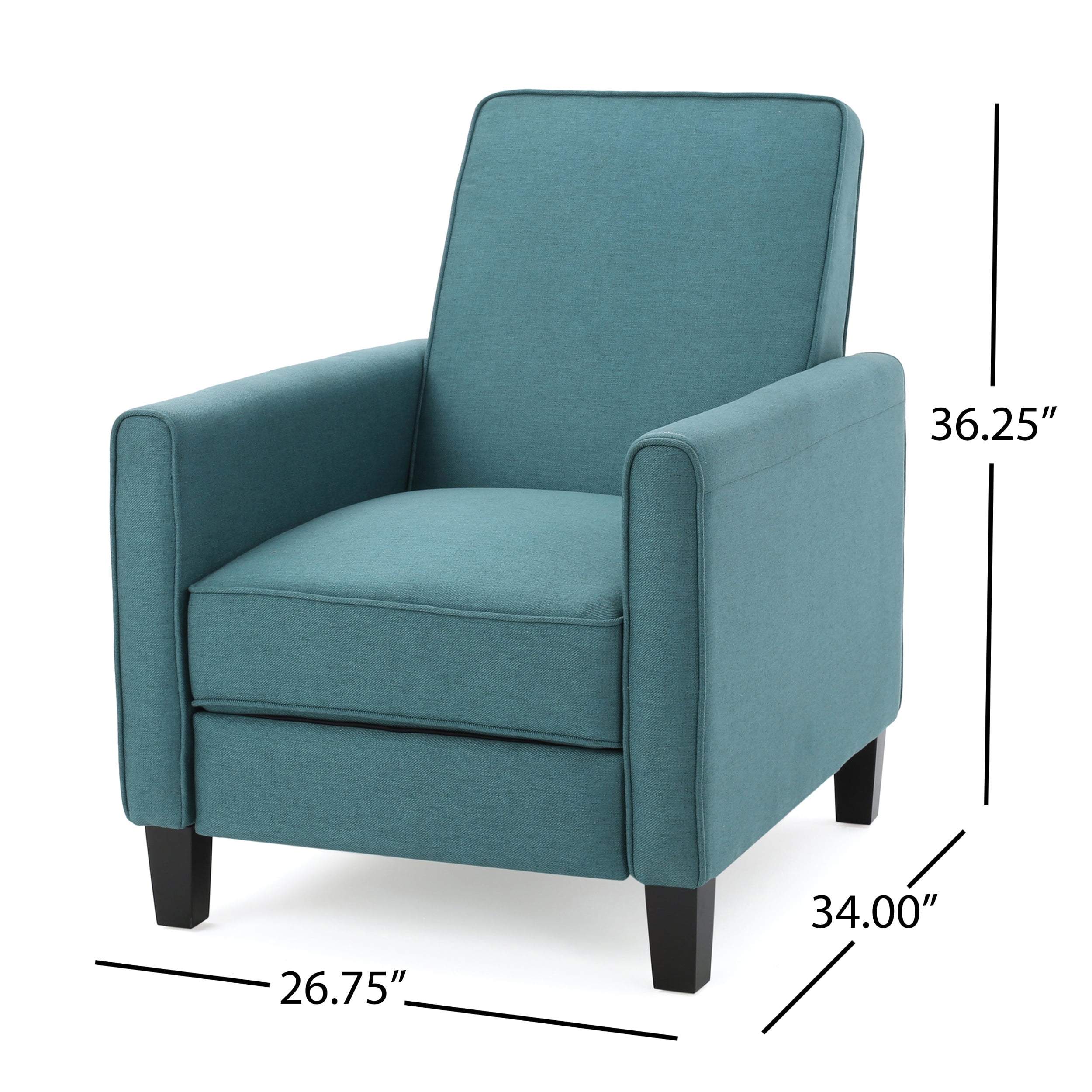 Noble House Kyley Fabric Recliner, Set of 2, Dark Teal, Dark Brown