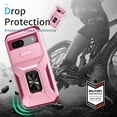 thumbnail image 2 of Phone Case for Google Pixel 8a Case with Sliding Camera Cover, with 360° + 100° Free Rotation Metal Finger Ring Bracket, Fit Magnet Car Mount, 2 In 1 Case Cover for Google Pixel 8a, Pink, 2 of 8
