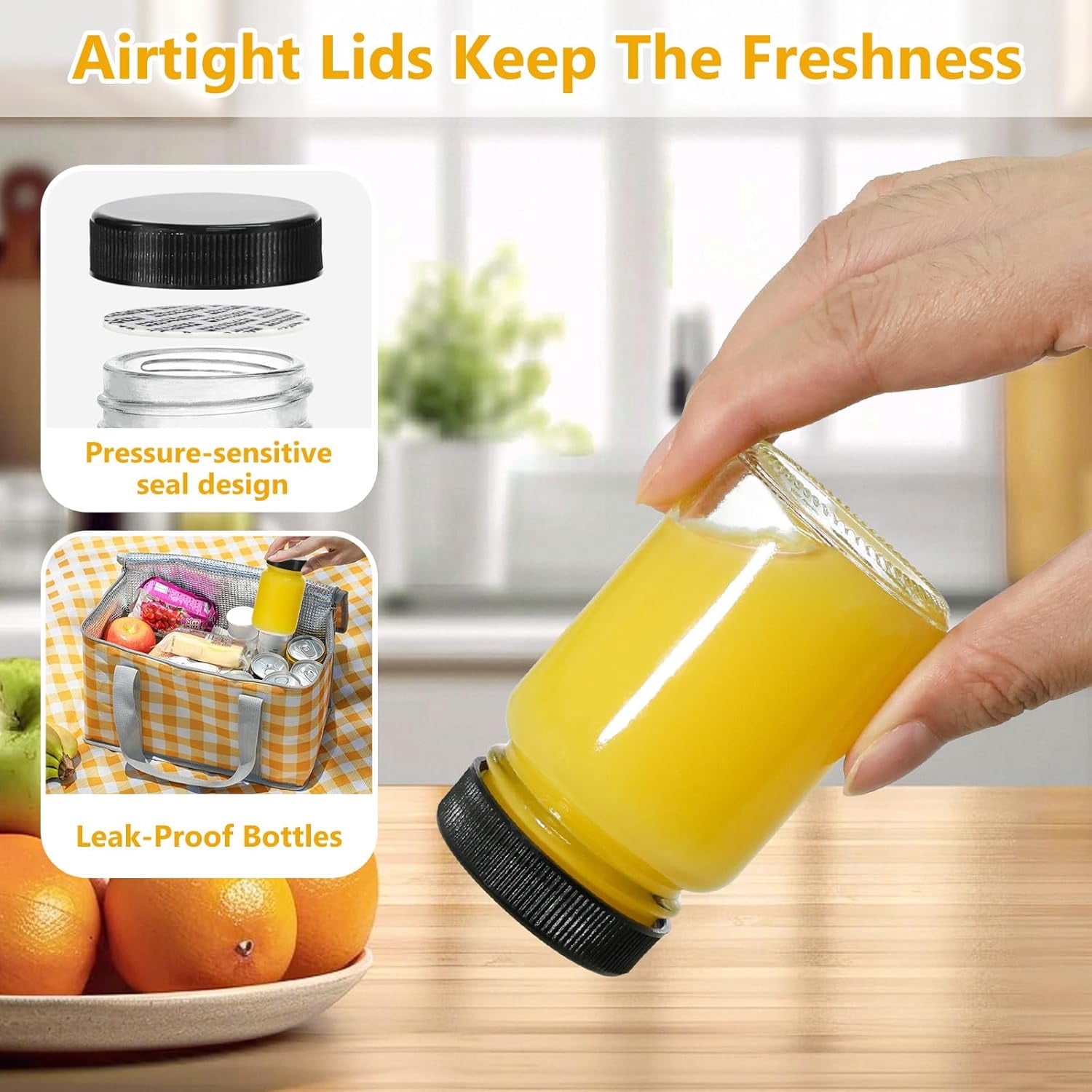 TT - 28 Pack 2oz Glass Shot Bottles with lids - Small Clear Jars for Ginger, Wellness Shots, Juice, Whiskey - Travel mini Reusable Wide Mouth bottles- Leakproof, Dishwasher Safe