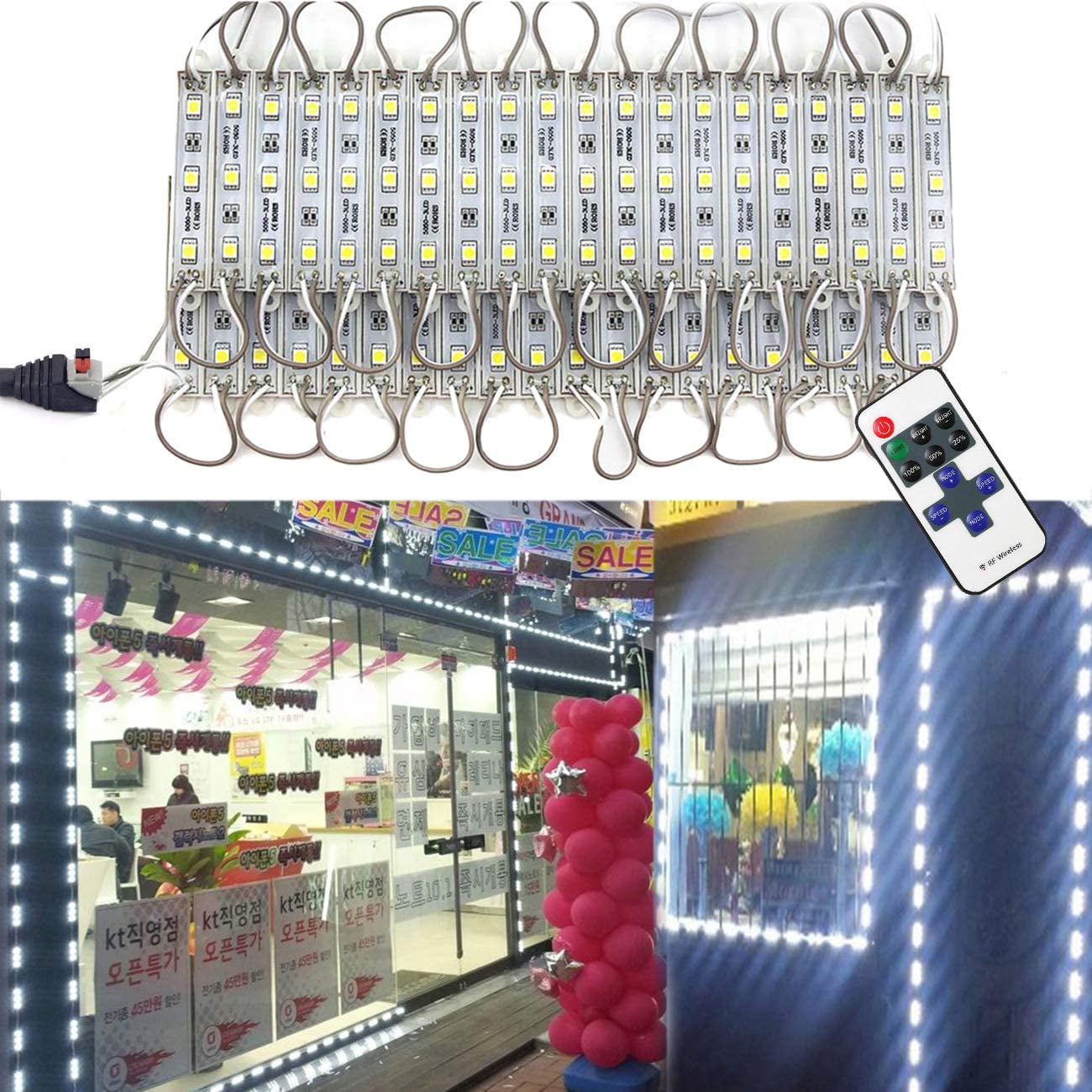 Cool White 10~100FT 5050 SMD 3 LED Module STORE FRONT Window Light Sign Lamp Kit 
