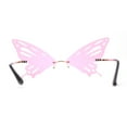 thumbnail image 4 of Rimless Butterfly Wing Unique Party Shade Sunglasses Gold Pink, 4 of 4