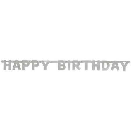 Happy Birthday Godiva - Happy Birthday Banner, 4 ft, Silver, 1ct