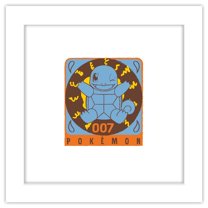 Gallery Pops Pokemon - Peaceful Nature Squuirtle Badge Artwork Wall Art, White Framed Version, 12" x 12"