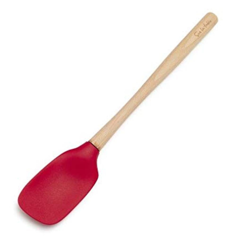 FlexCore Silicone Spatula Spoon with Wood Handle 90657BL, Red, Perfect for everything from