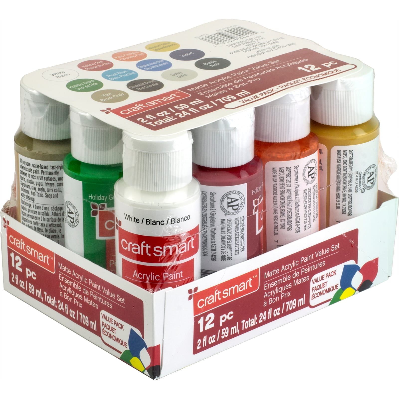 Craft Smart Matte Acrylic Paint Value Set, 12 Packs: 12 ct. (144 total)