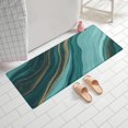 thumbnail image 2 of Teal Gold Marble Wave Pattern Bathroom Rugs Mat,Non Slip Microfiber Bathroom Rug,Rubber Backing,Soft Bathroom Mats for Bathroom Floor,Tub and Shower,60x24in(150x60cm), 2 of 5