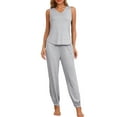 thumbnail image 2 of INSPIRE CHIC Women's Pajamas Loungewear Knit Sleeveless V Neck Tank Tops with Pants Pajamas Set XS Grey, 2 of 6