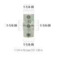 thumbnail image 3 of Galvanized 1-1/4-in Two Socket Cross fits Pipe O.D. 1.66-in, 3 of 5