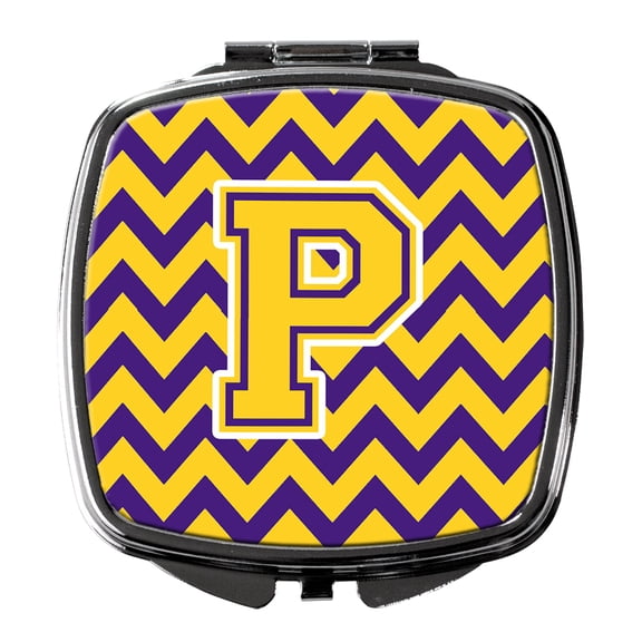 Letter P Chevron Purple and Gold Compact Mirror CJ1041-PSCM